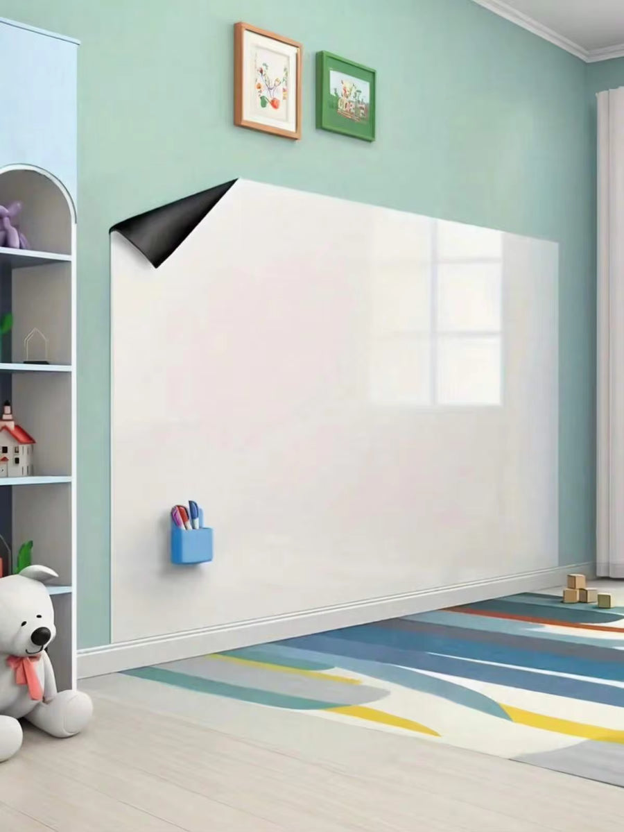 1 Roll Of Removable Whiteboard Wallpaper, Suitable For Walls, Doors, Glass - Easy To Tear Off Without Residue, Saving Space, Suitable For Homes, Offices, Classrooms - Whiteboard Stickers For Presentations, Courses - Equipped With Whiteboard Pens