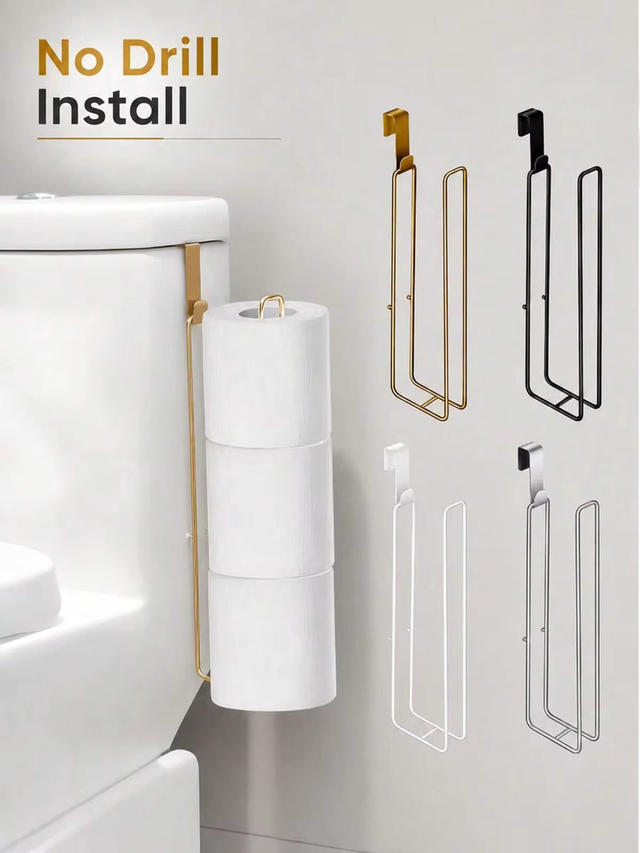 Modern Style Toilet Paper Holder - Durable Metal Hanging Toilet Paper Storage Rack - 3 Roll Capacity Bathroom Storage Shelf - Simple No-Installation Toilet Paper Holder